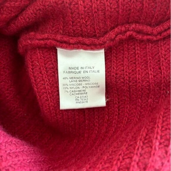 BIANCO & BLU Italy Sweater Size Small Merino Wool Cashmere Blend Ribbed Knit Red - Picture 7 of 7